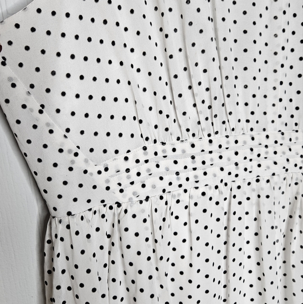 Lane Bryant White Polka Dot Dress Knee Length Sleeveless V Neck Empire Waist 20 - Picture 5 of 15